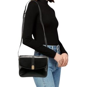 Vintage Celine Black Leather Triomphe Shoulder Bag